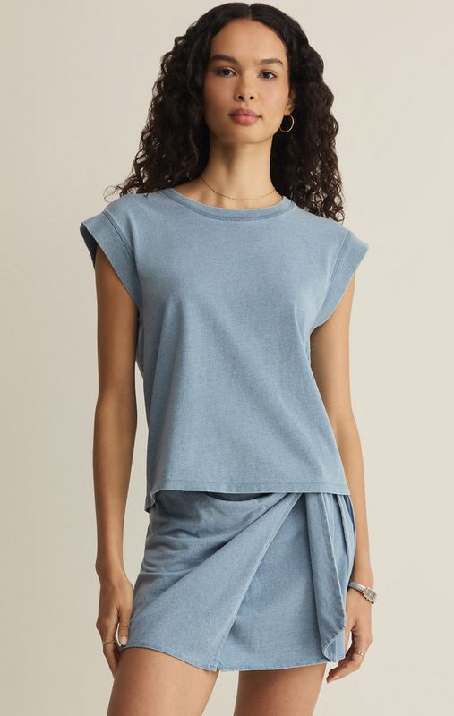 Z Supply Camino Jersey Denim Top