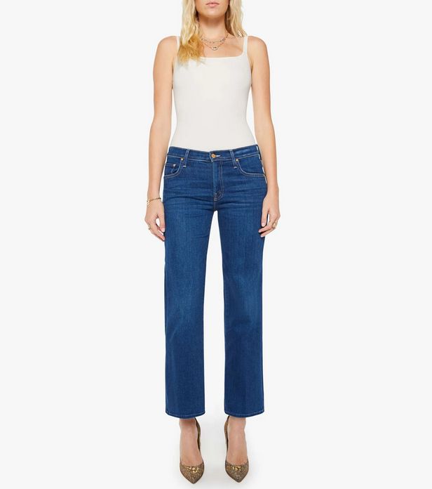 Mother Mid Rise Rambler Zip Flood Pinkies Up