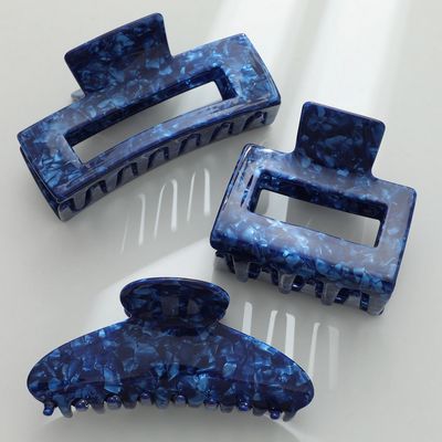 Adorro Denim Blue Large Square Claw Clip AD145