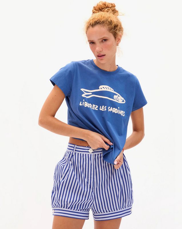 Clare V. Classic Tee in Liberez Les Sardines