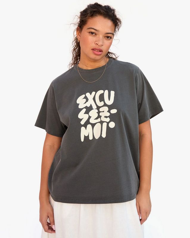 Clare V. Original Tee in Excusez Moi Faded Black