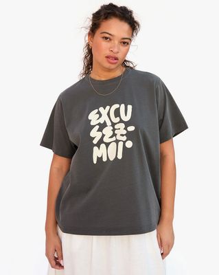 Clare V. Original Tee in Excusez Moi Faded Black