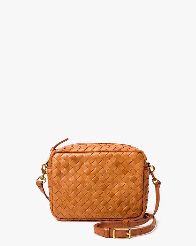 Clare V. Midi Sac in Natural Woven Diagonal