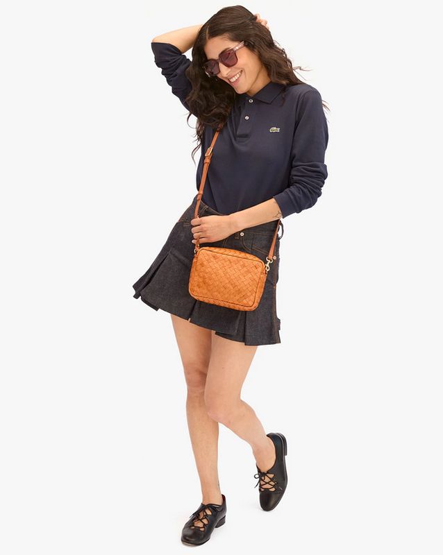 Clare V. Midi Sac in Natural Woven Diagonal