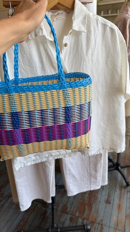 Costa Rican Handmade Recycled Bag in Blue Handle CR2