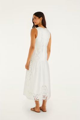 farm rio boho glam off white midi dress Off-white Beautiful Nature Eyelet Midi Dress