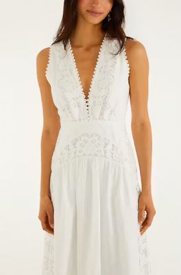 Farm Rio Off-White Richilieur Midi Dress