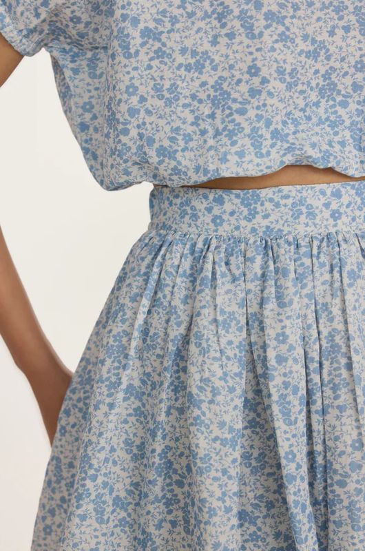 Laude The Label Relaxed Skirt in Blue Floral