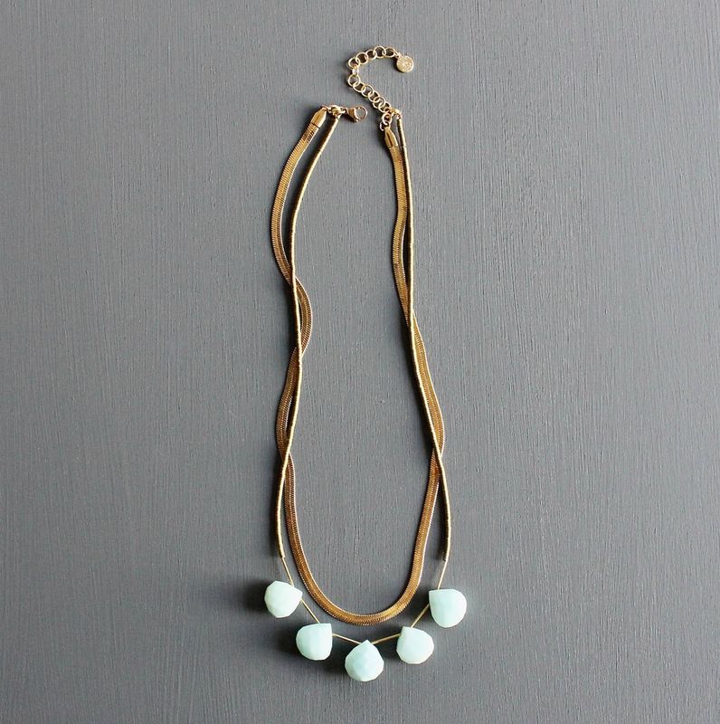 David Aubrey Herringbone and Amazonite Layered Necklace DA1