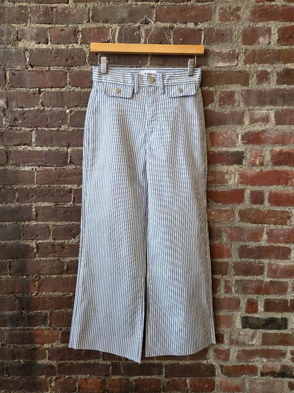 Paige Anessa Pocket Raw Hem in Blue Breeze Stripe