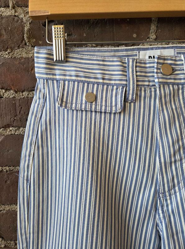Paige Anessa Pocket Raw Hem in Blue Breeze Stripe