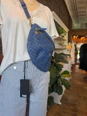 Paige Anessa Pocket Raw Hem in Blue Breeze Stripe