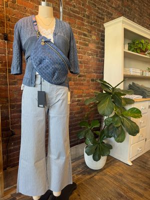 Paige Anessa Pocket Raw Hem in Blue Breeze Stripe