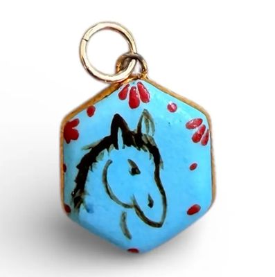 Sha Parle Blue Horse Portrait Charm SH25