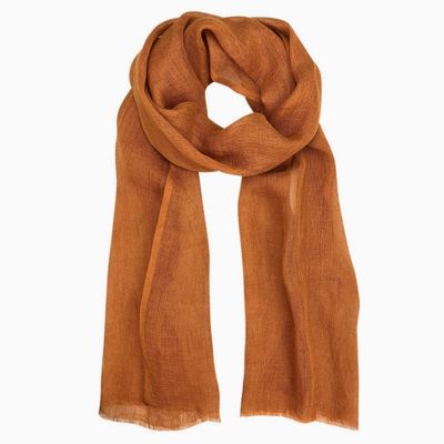 Slate + Salt Gauze Linen Scarf in Bronze