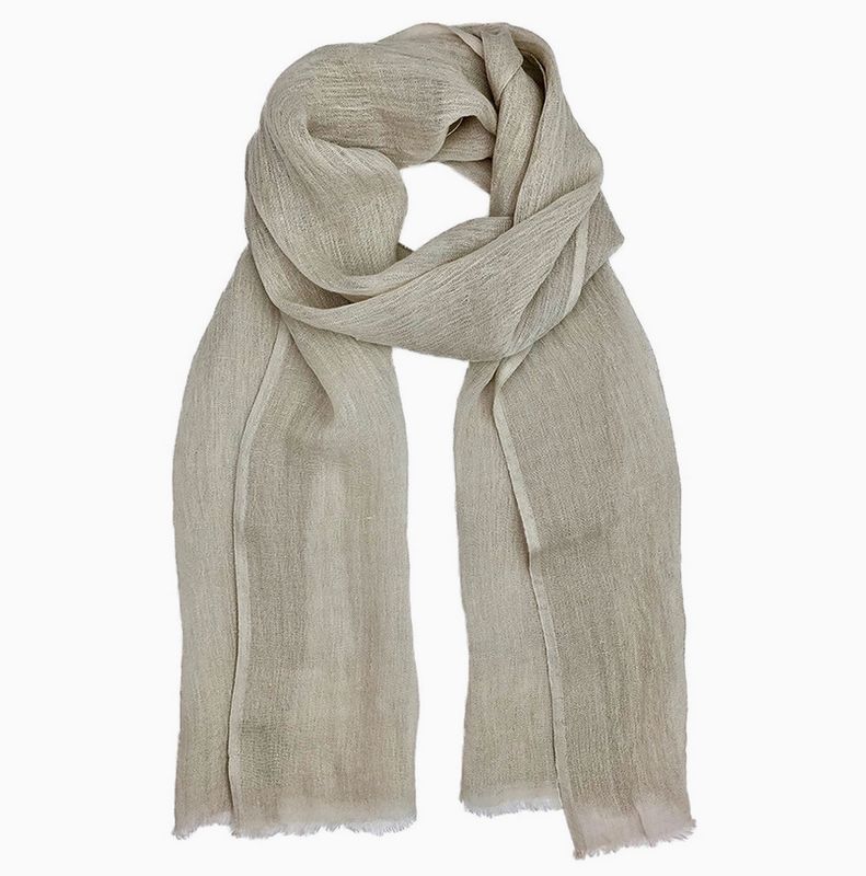 Slate + Salt Gauze Linen Scarf in Flax