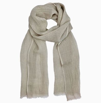 Slate + Salt Gauze Linen Scarf in Flax