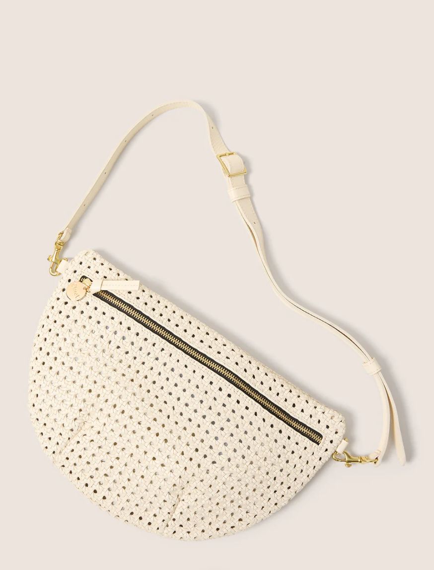 Clare V Grande Fanny Rattan Cream