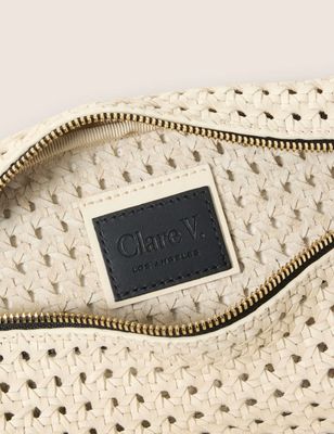 Clare V Grande Fanny Rattan Cream