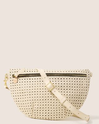 Clare V Grande Fanny Rattan Cream