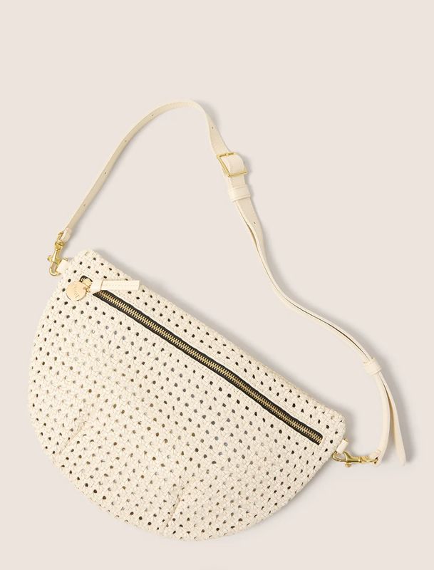 Clare V Grande Fanny Rattan Cream