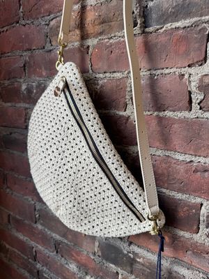 Clare V Grande Fanny Rattan Cream