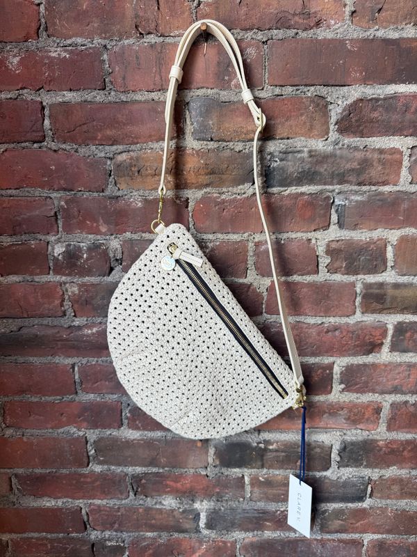 Clare V Grande Fanny Rattan Cream