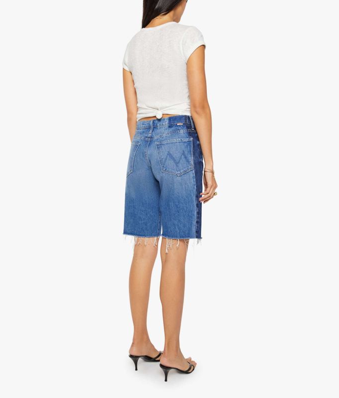 Mother Mid Rise Maven Bermuda Fray In Double Stack