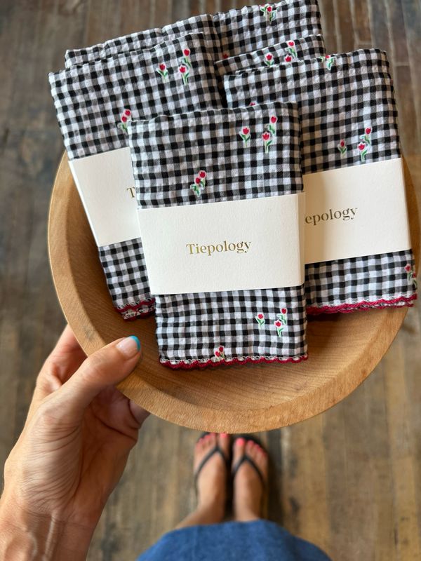 Tiepology Gingham Floral Scarf T2