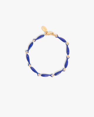 Clare V. Enamel Sardine Bracelet in Cobalt CV20