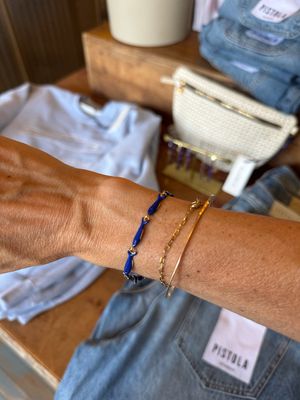 Clare V. Enamel Sardine Bracelet in Cobalt CV20