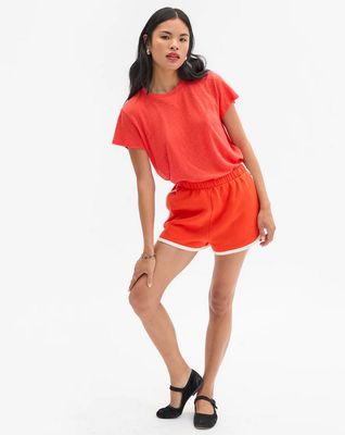 Clare V. Classic Tee in Bright Poppy w/ V-Stitch