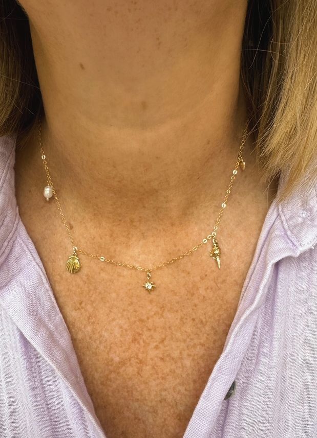 Jessica Matrasko Jewelry 16" Mira Charm Necklace Gold Filled JM44