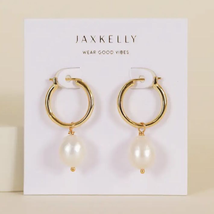 Jax Kelly Pearl Drop Gold Earrings JX62