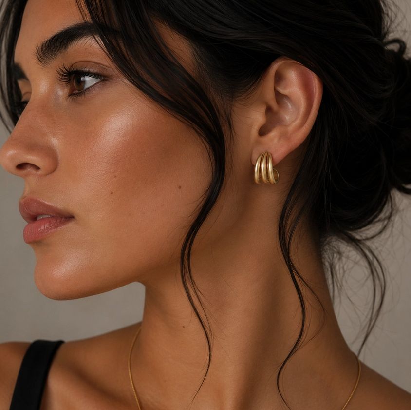 Jax Kelly Gold Three Hoop Huggie Earring JX64