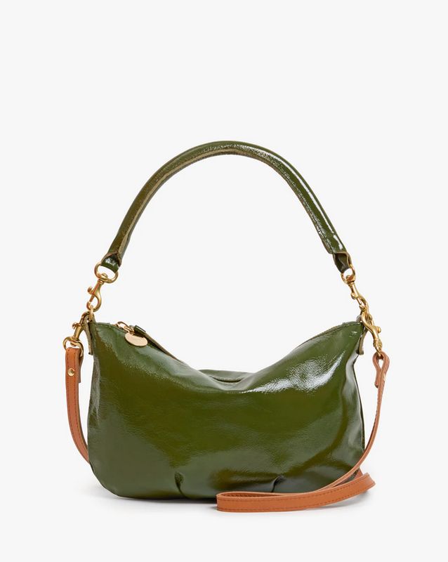 Clare V. Petit Moyen Messenger Crinkle Patent Army