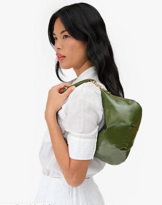 Clare V. Petit Moyen Messenger Crinkle Patent Army