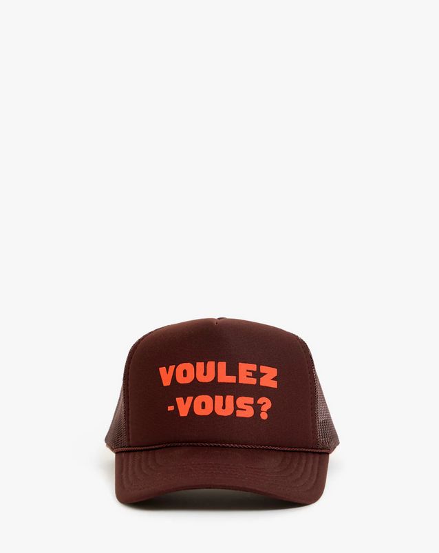 Clare V. Trucker Hat in Chocolate w/ L'Orange Voulez-Vous