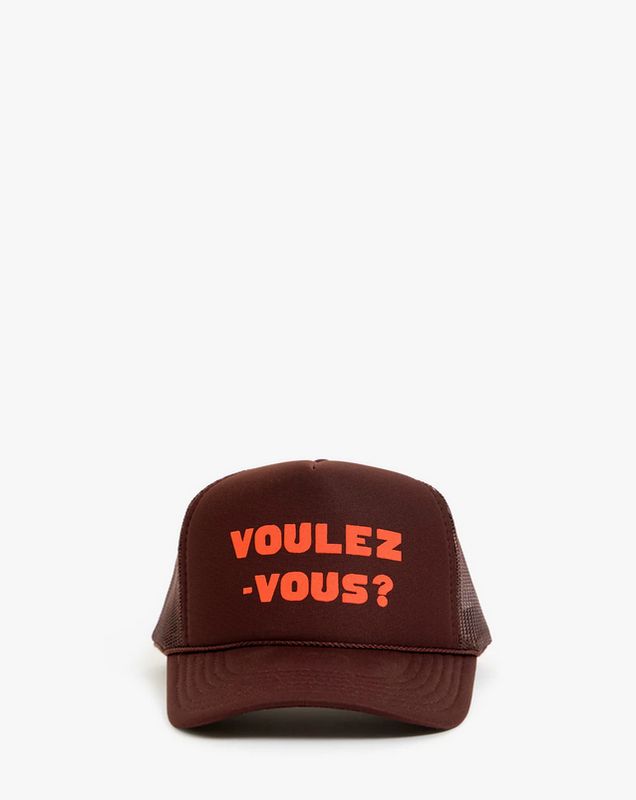 Clare V. Trucker Hat in Chocolate w/ L'Orange Voulez-Vous