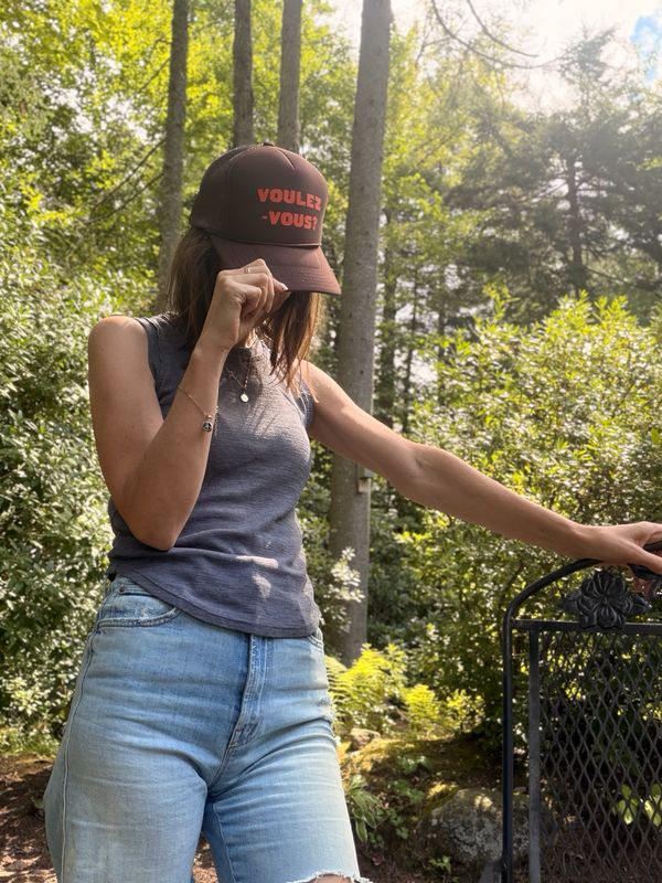 Clare V. Trucker Hat in Chocolate w/ L'Orange Voulez-Vous