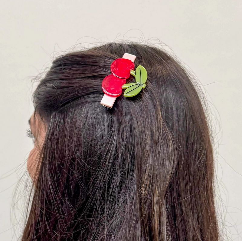 Jenny Lemons Cherries Alligator Hair Clip Set JL11