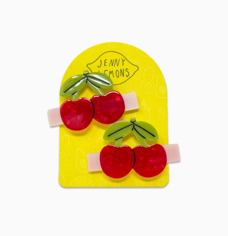 Jenny Lemons Cherries Alligator Hair Clip Set JL11