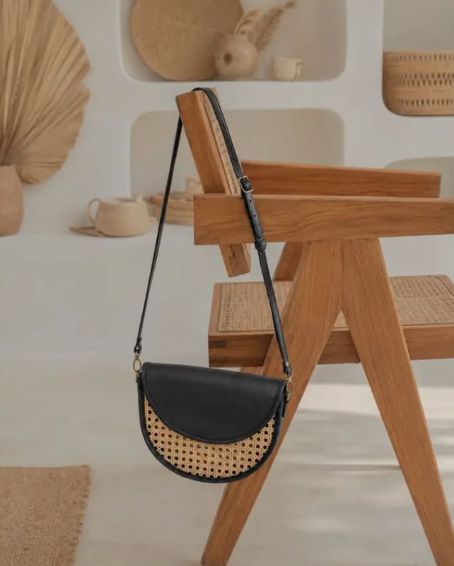 Village Thrive Raja Leather and Cane Crossbody 