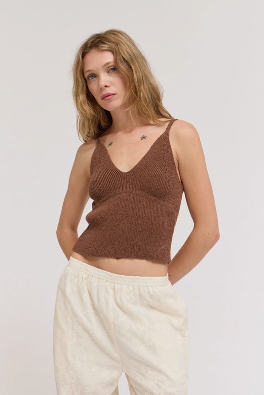 Grade &amp; Gather V Neck Crop Knit Top
