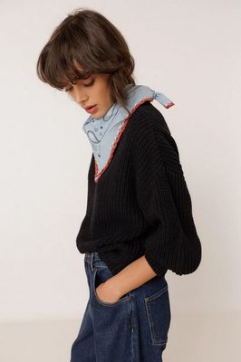 Indi &amp; Cold Bandana with Crochet Trim in Cielo