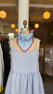 Indi &amp; Cold Bandana with Crochet Trim in Cielo