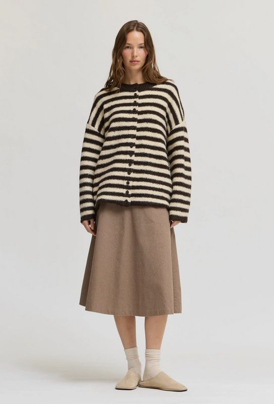 Grade &amp; Gather Striped Button Up Cardi