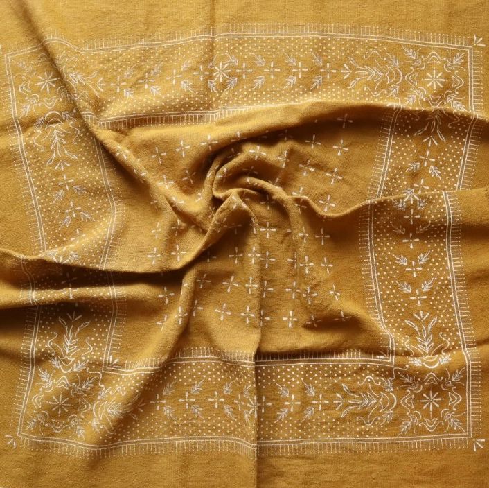 Eco Raw Studio Desert Gold Classic Print Naturally Dyed Bandana in White ER7