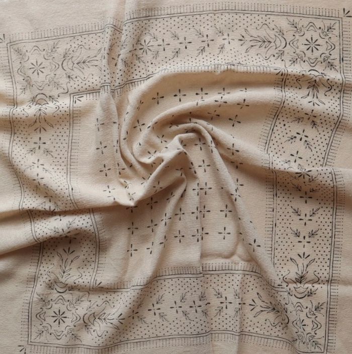 Eco Raw Studio Oatmeal Classic Print Naturally Dyed Bandana in Black Ink ER8