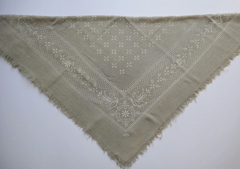 Eco Raw Studio Sage Grey Classic Print Naturally Dyed Bandana in White Ink ER10